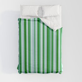 [ Thumbnail: Light Cyan, Light Blue, Green, and Sea Green Colored Pattern of Stripes Duvet Cover ]