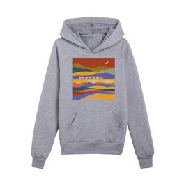 night at the desert - colorful minimalistic landscape illustration  Kids Pullover Hoodies