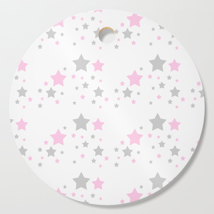 Pink Grey Gray Stars Cutting Board