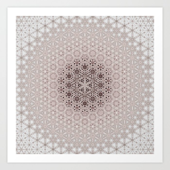 LacyVinatge light pink hexagonal generative lacy floral pattern  3 Art Print
