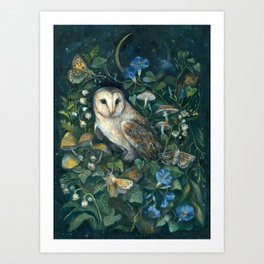 Barn Owl Forest Art Print