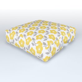 Yellow White Grey All Over Small Flower Floral Pattern Outdoor Floor Cushion
