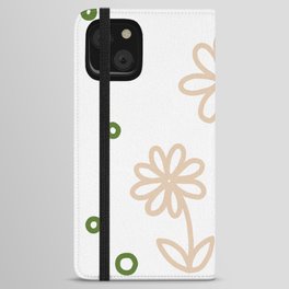 Daisies and Dots 2 - White, Sand and Palm Green iPhone Wallet Case