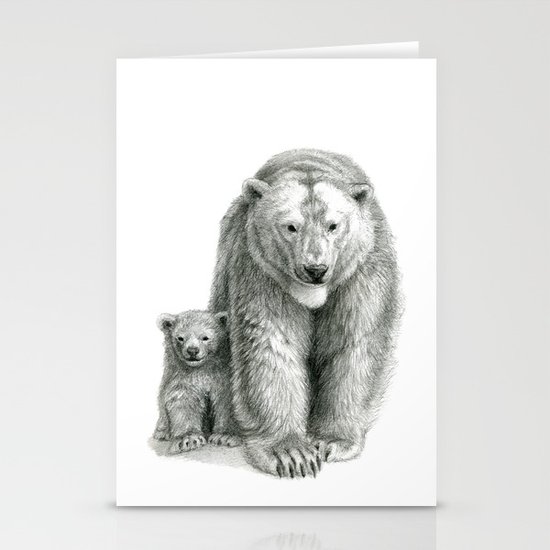 Polar bear and cub SK041 Stationery Cards