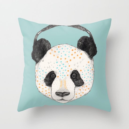 Polkadot Panda Throw Pillow