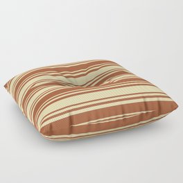 [ Thumbnail: Sienna & Tan Colored Stripes/Lines Pattern Floor Pillow ]