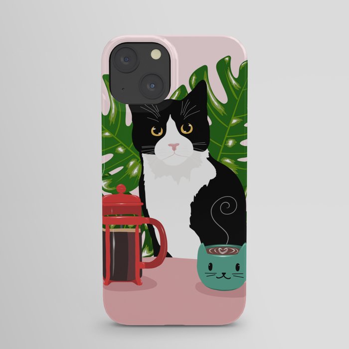 Tuxie Cat and Coffee iPhone Case