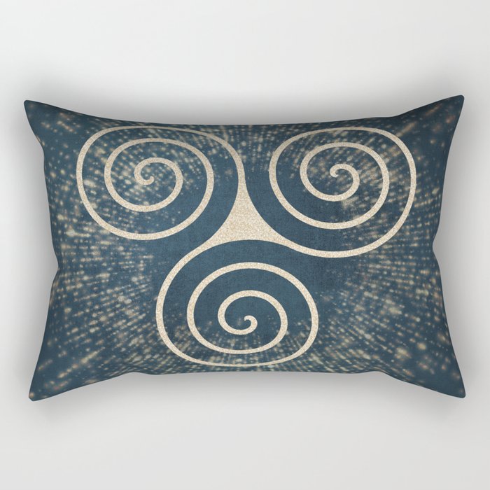 Triskelion Golden Three Spiral Celtic Symbol Rectangular Pillow