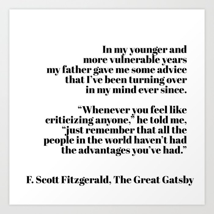 The Great Gatsby Quote Art Print By Typutopia