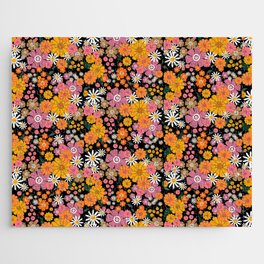 Retro Floral Orange  Jigsaw Puzzle