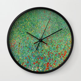 Poppy Field Gustav Klimt Wall Clock