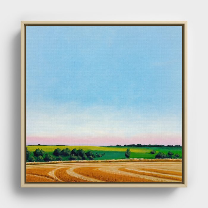 Peaceful Wheat Harvest Evening Framed Canvas