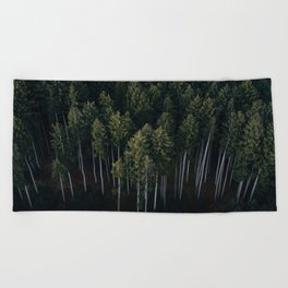 Aerial Photograph of a pine forest in Germany - Landscape Photography Beach Towel