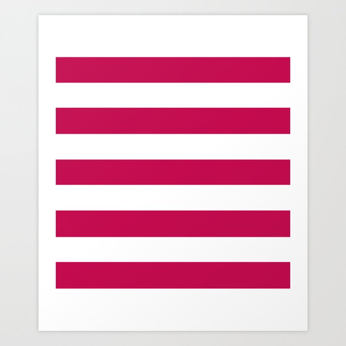 Pictorial carmine - solid color - white stripes pattern Art Print