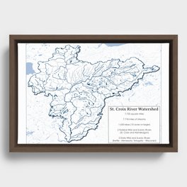 St. Croix River Watershed Map: Lakes and Streams Framed Canvas