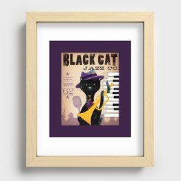 Black Cat Jazz Company music saxophone art Recessed Framed Print