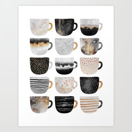 Pretty Coffe Cups 3 - White Art Print