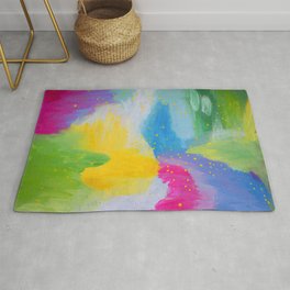 colorful rainbow abstract fluoro pink Rug