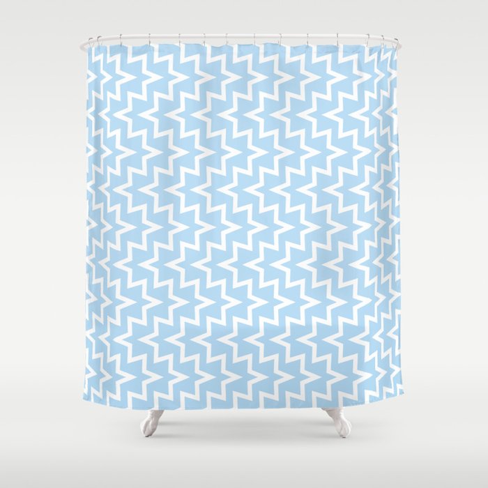 Geometric Sea Urchin Pattern Light Blue White 512 Shower