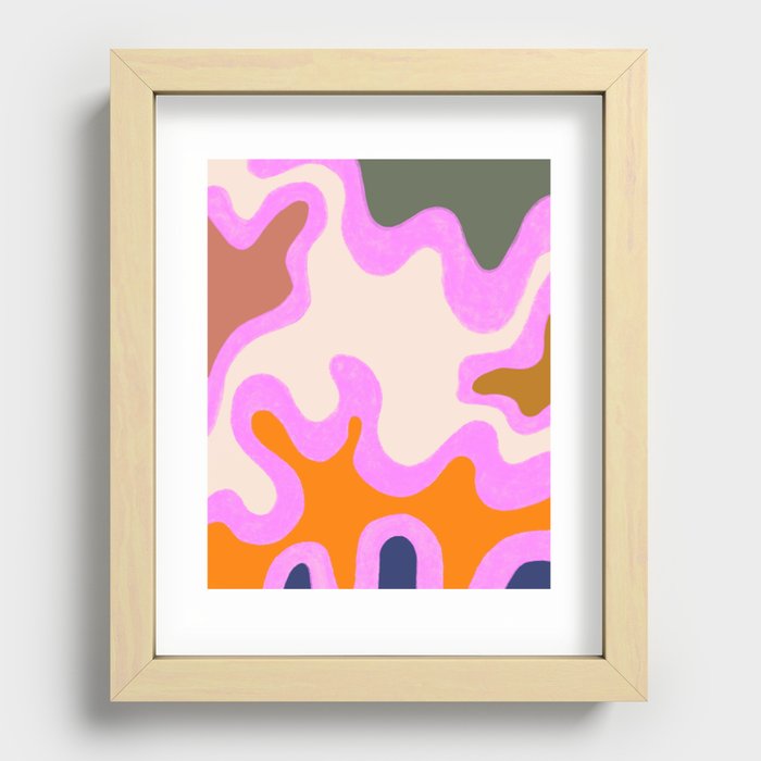 70s Colorful Retro Liquid Swirls Composition Recessed Framed Print