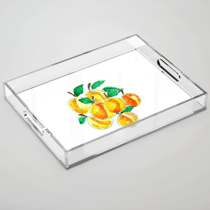 Summer apricots hand drawing Acrylic Tray