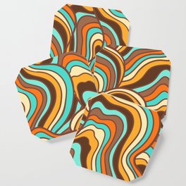 Retro Abstract Waves | Mushrooms Coaster