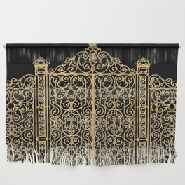 French Wrought Iron Gate | Louis XV Style | Ornate Ironwork | Black and Gold | Wall Hanging