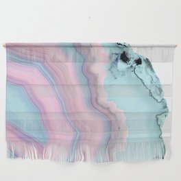 Light Blue and Blush Agate Wall Hanging
