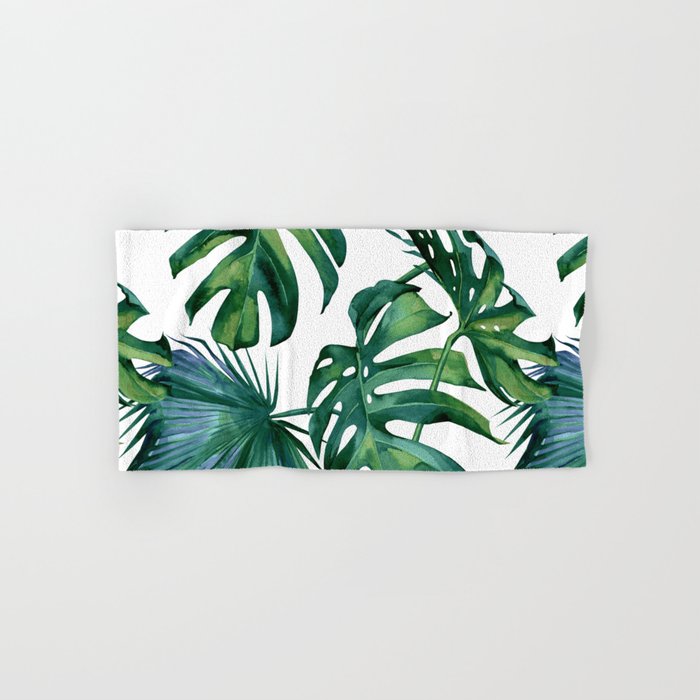 Classic Palm Leaves Tropical Jungle Green Hand & Bath Towel