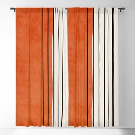 Minimalist Burnt Orange Black Vertical Lines Blackout Curtain