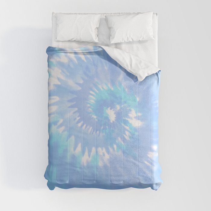 Blue Spiral Tie-Dye Pattern Comforter