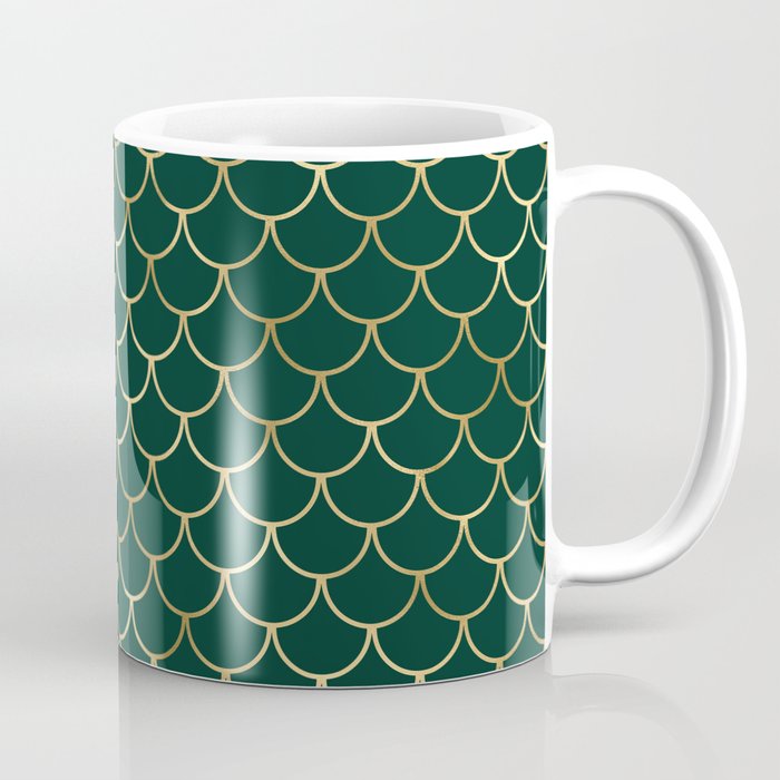 Gold Green Scales Pattern Coffee Mug