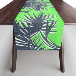 70’s Palm Trees Navy Blue on Lime Green Table Runner