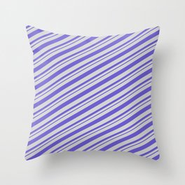 [ Thumbnail: Light Grey & Slate Blue Colored Lines Pattern Throw Pillow ]