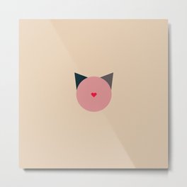 blooming cat Metal Print | Peachy, Geometric, Strawberry, Valentine, Calming, Sakura, Portrait, Ivory, Kitten, Animal Print 