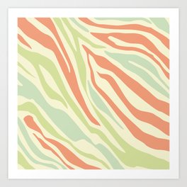 Mid Century Modern Zebra Print Pattern - Retro colors  Art Print