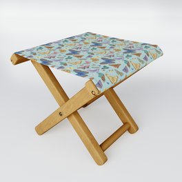 A Flutter of Butterflies Pastel Botanical Folding Stool