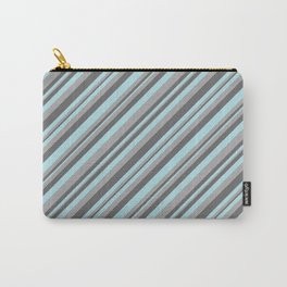 [ Thumbnail: Dim Grey, Powder Blue, and Dark Grey Colored Striped Pattern Carry-All Pouch ]