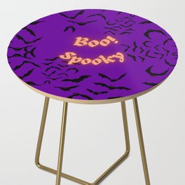 Halloween bats, spooky boo on purple background. Side Table