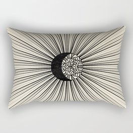 Radiant decorated moon minimal seascape - black lines on neutral Rectangular Pillow