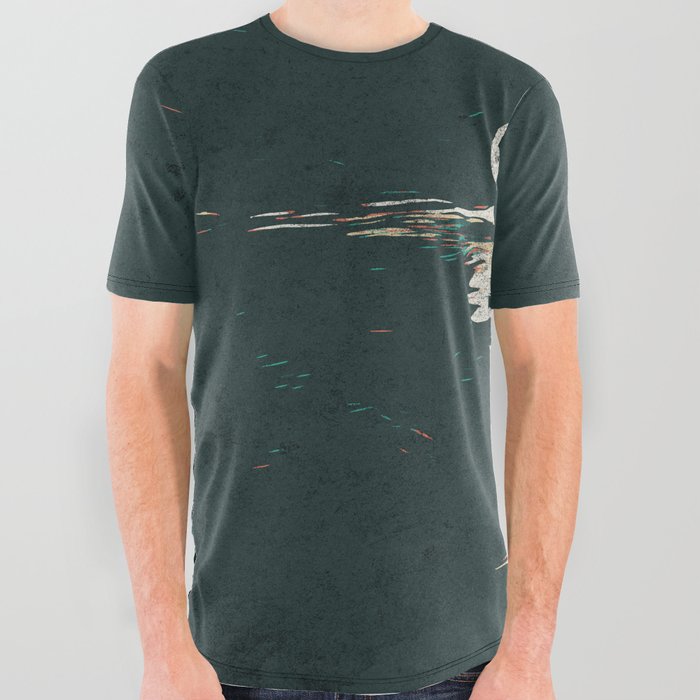 Swan swimming illustration All Over Graphic Tee