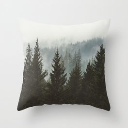 Forest Fog Mountain IV - Wanderlust Nature Photography Throw Pillow