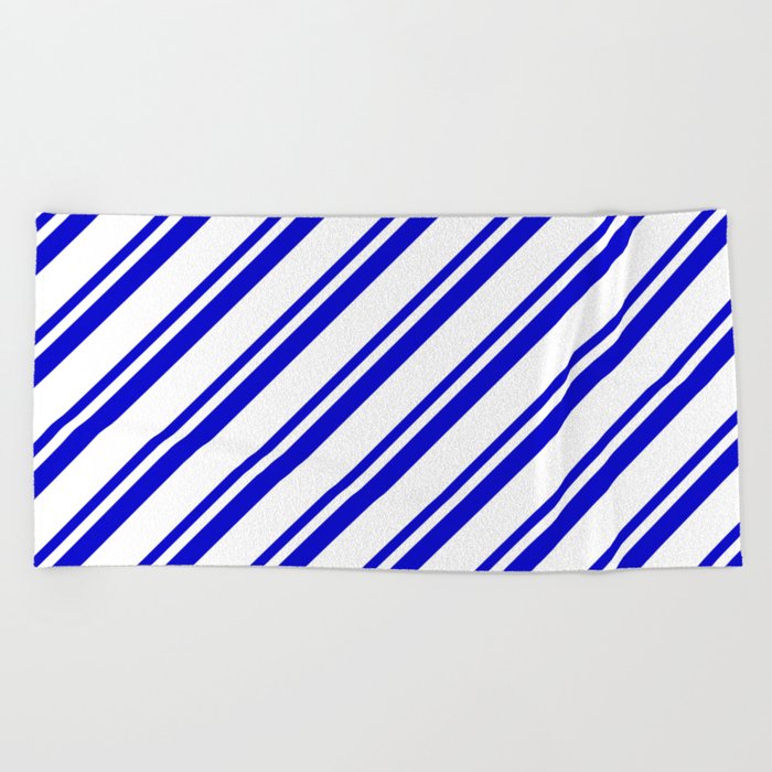 Blue & White Colored Striped Pattern Beach Towel