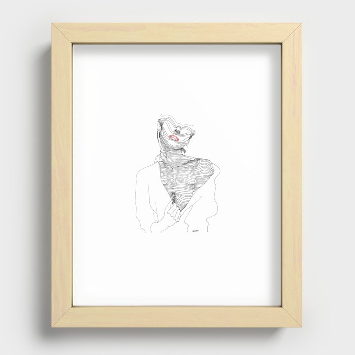 line drawing of a beautiful muse Recessed Framed Print