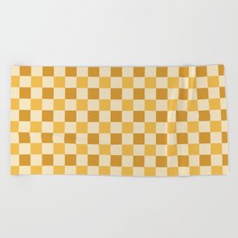 Yellow Crossings - Classic Gingham Checker Print Beach Towel
