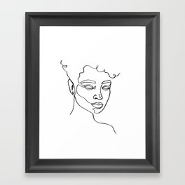 'Normani' Abstract Female Face One Line Drawing Framed Art Print