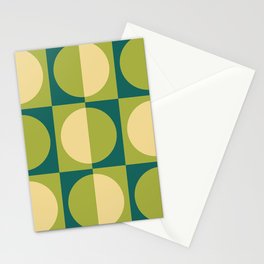 Retro Geometric Half Square and Circle Pattern 462 Stationery Card