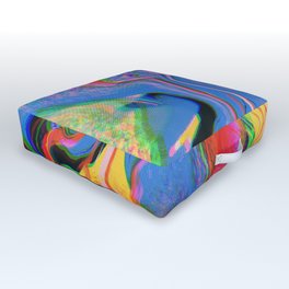 Abstract Glitch Wave Pop Halftone Art by Emmanuel Signorino Outdoor Floor Cushion
