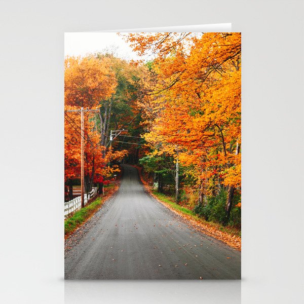 autumnal road in new england Stationery Cards