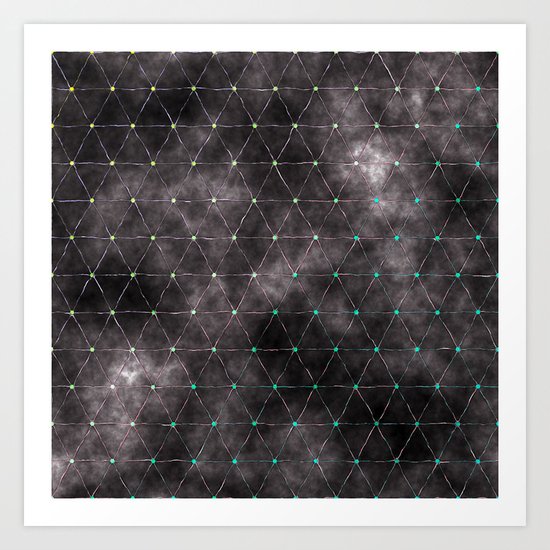 Galaxy - modern abstract dark grunge triangles pattern Art Print
